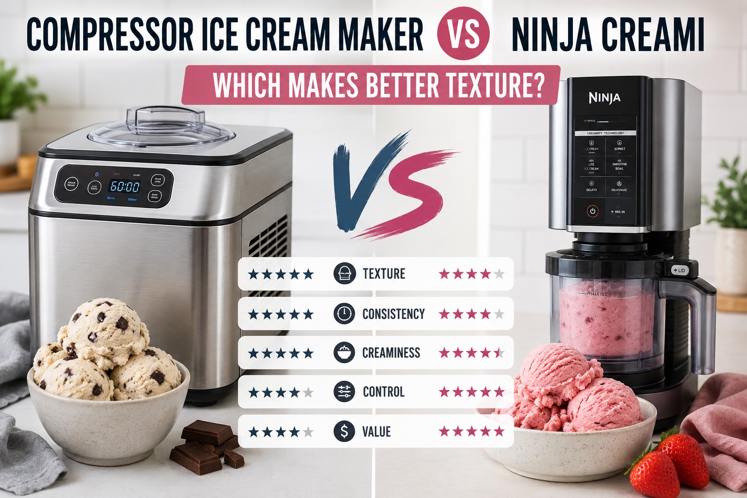 Compressor Ice Cream Maker vs Ninja Creami